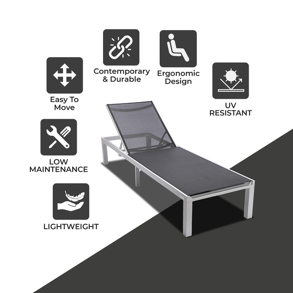 Aluminum Beach Pool Sun Lounge Chair Sling Mesh Fabric Reclining Stackable Lounger Chair