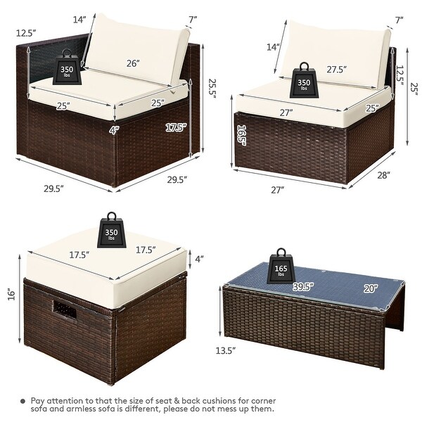 Gymax 8PCS Patio Rattan PE Wicker Conversation Set AllWeather