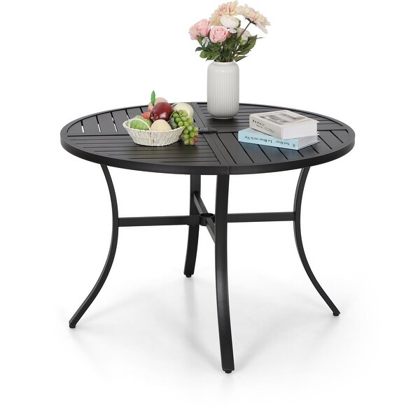 5Piece Patio Dining Sets,4 Swivel chair with Alu Frame and Breathable Textilene Sling Fabric and 1 Round Metal Table