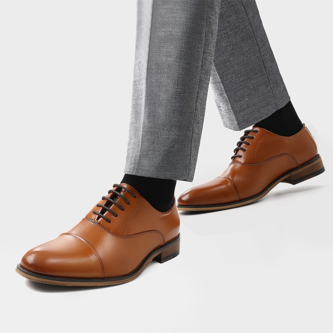 Men's Cap Toe PU Leather Oxford Shoes