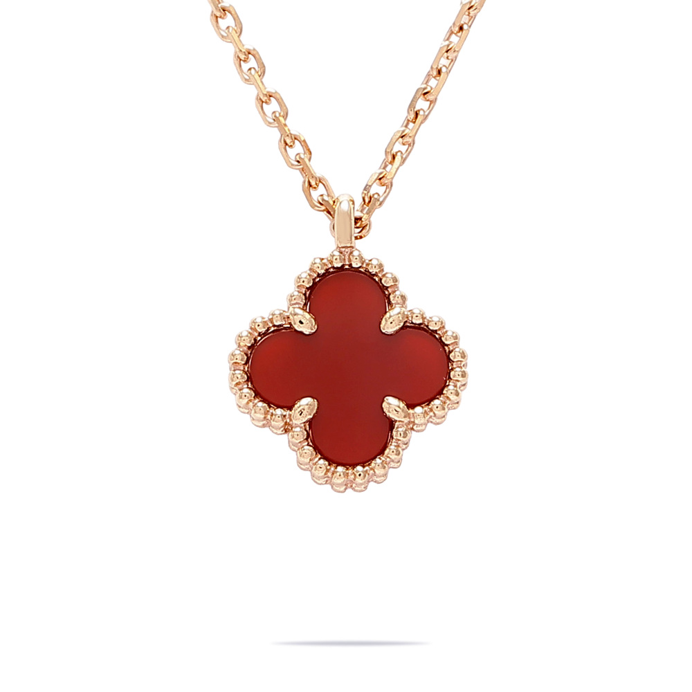 Van Cleef & Arpels Sweet Alhambra Necklace 18K Rose Gold Carnelian VCARN59M00