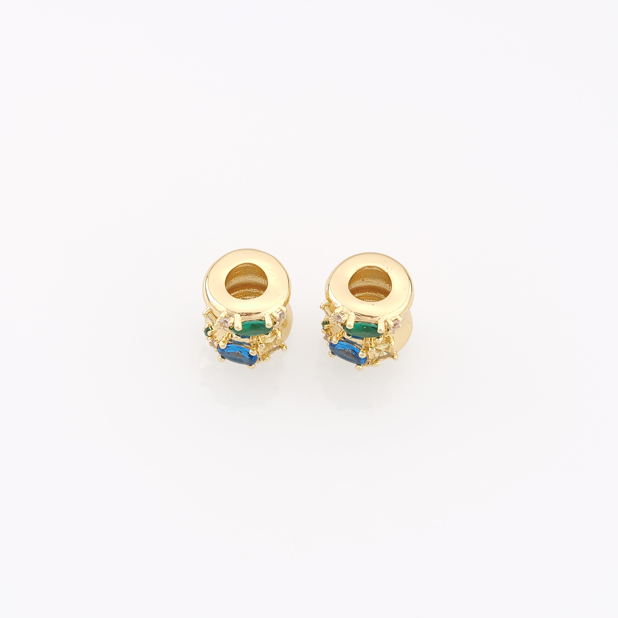 18K Gold Filled Cylinder Spacer Beads,CZ Micro Pave Barrel Beads for Bracelet Jewelry Necklace Making Supply