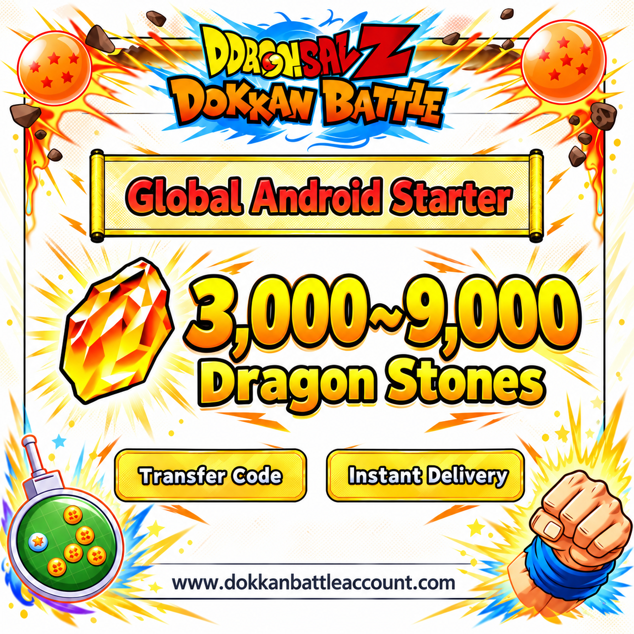[Instant Delivery][Global] Dokkan Battle Fresh Starter Account 9000 DS Android Only