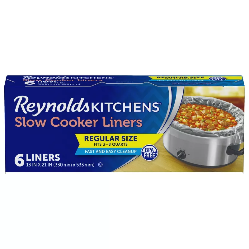 Reynolds Kitchens Regular Size Slow Cooker Liners - 6pcs/11.375sq ft: BPA-Free, Heat-Resistant, Non-Stick