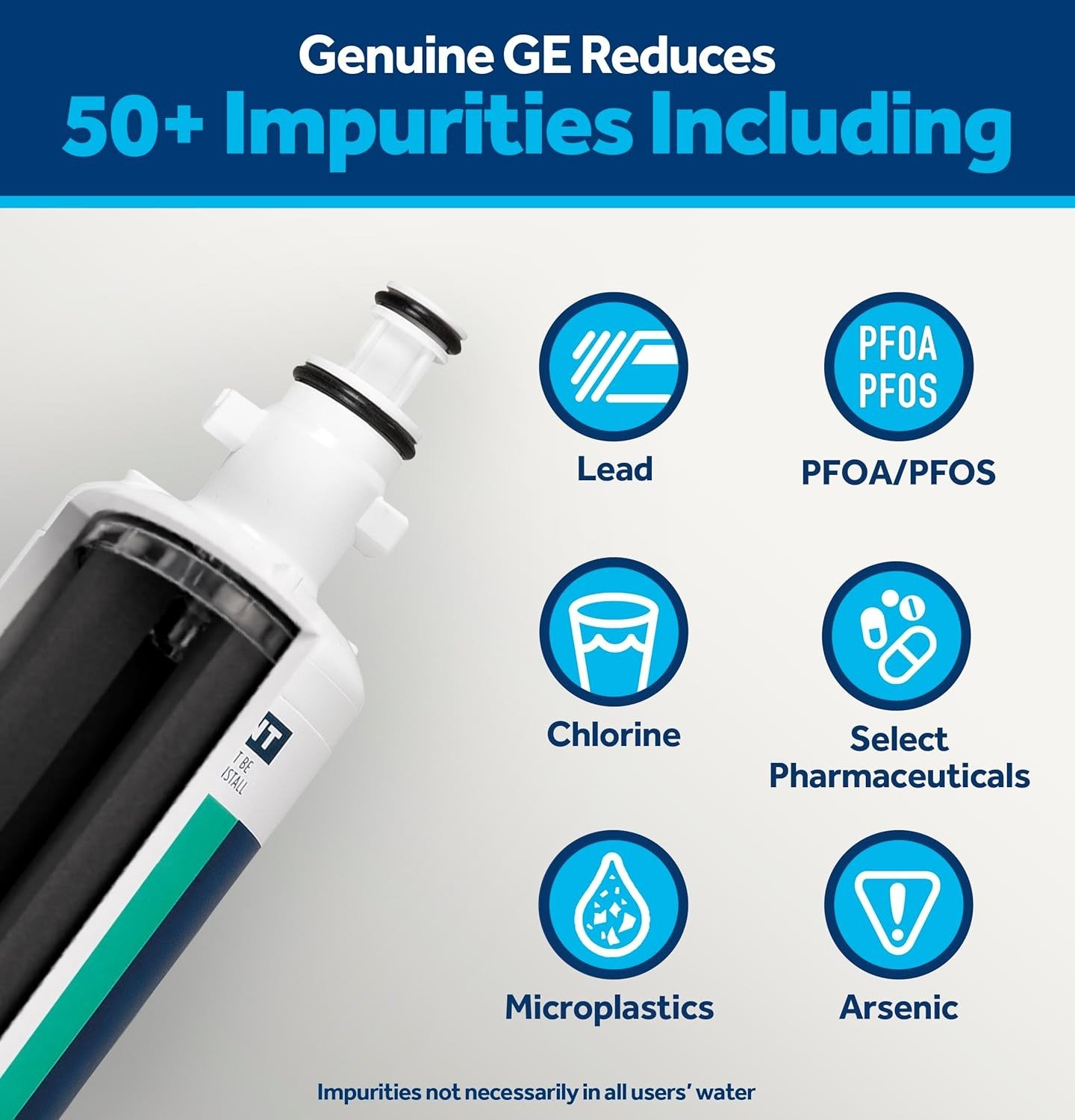 Refrigerator Water Filter Replacement Pack of 2 – Reduces Lead/PFOA/PFOS & 50+ Impurities