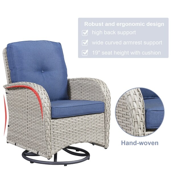 Pocassy Patio Swivel Rocker Chairs with Side Table