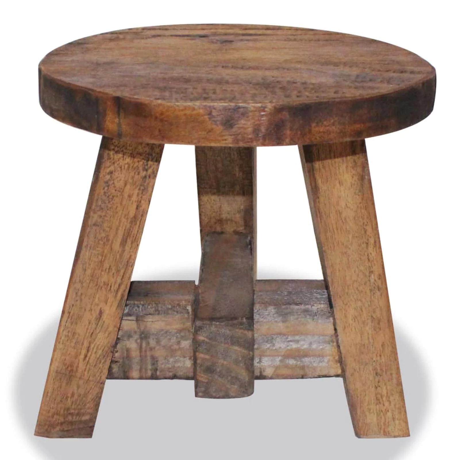 Anself Stool Reclaimed Wood Round Stool Wooden Chair Step Stool 7.9