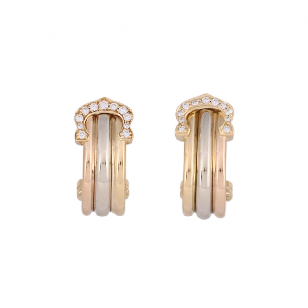 Cartier 2C 11PD Earrings Tri-Gold Diamond