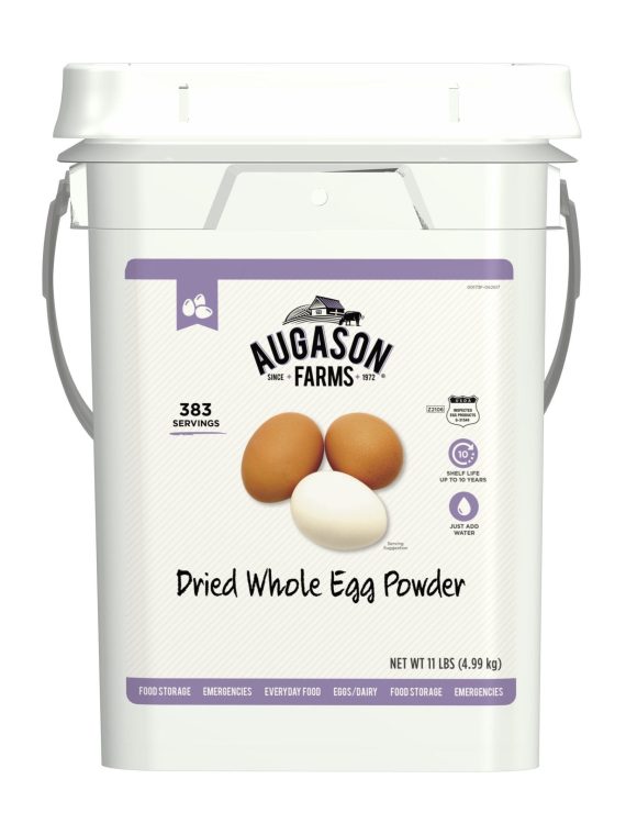 Augason Farms Dried Whole Egg Powder Emergency Food Supply 11 Pound 4-Gallon Pail 383 Servings