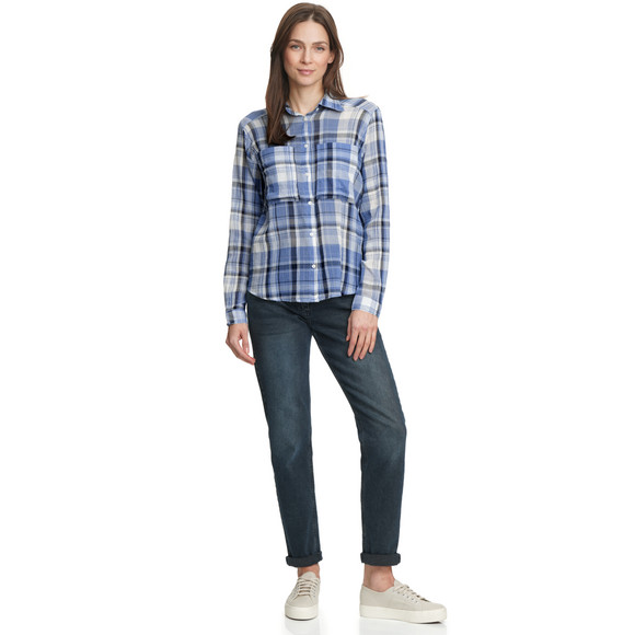 Gina Damen Bluse mit Crinkle-Struktur
