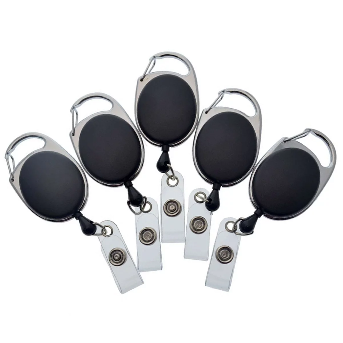 Bulk 100 Pack- Specialist ID Carabiner Clip Badge Reels - Retractable I.D. Card Holders