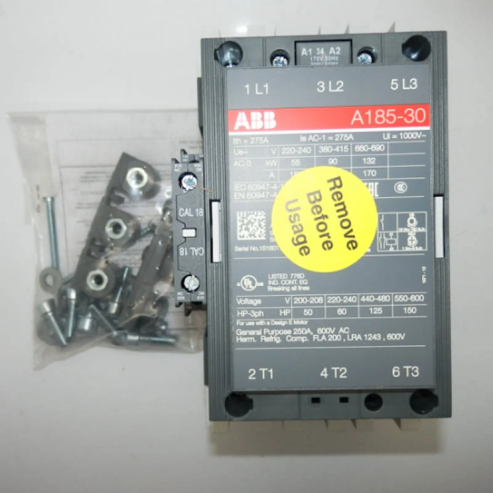 ABB A185 3-Pole CONTR 208/60,175/50 A185F-30-11-34