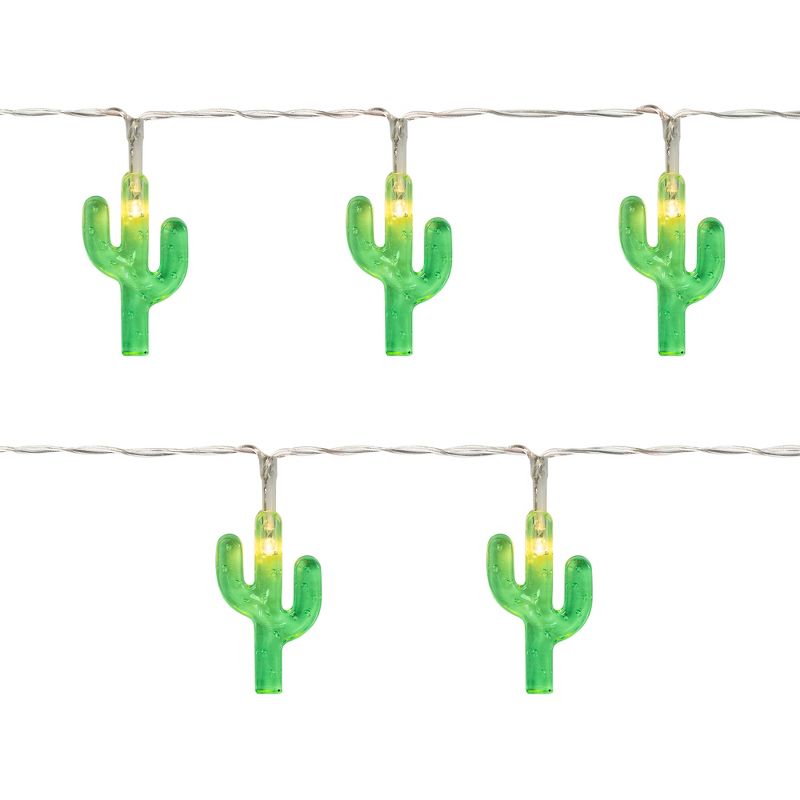 Northlight LED Cactus Indoor Outdoor Patio Light Set - Green - 4.5' Clear Wire - 10pcs