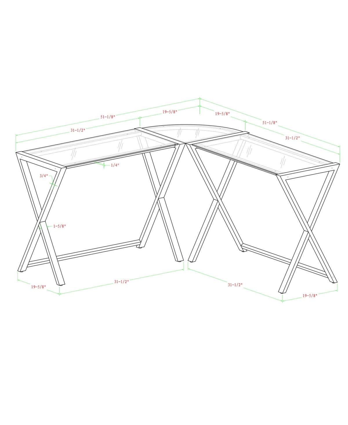 Home Office 51x22 L-Shaped Corner Computer Desk - White - White