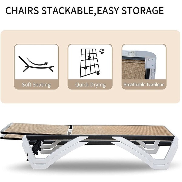 Domi Patio Chaise Lounge,AllWeather Adjustable Recliner with Wheels,Stackable