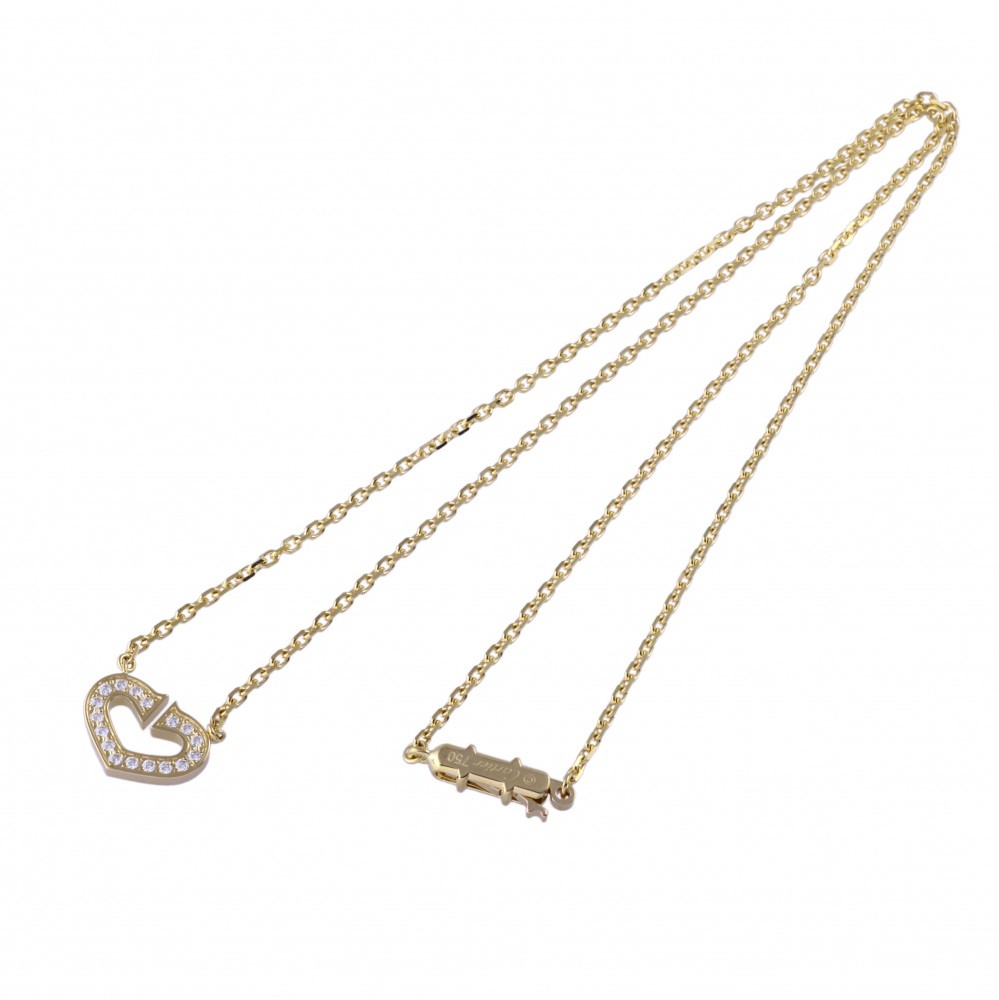 Cartier C Heart Necklace 18K Yellow Gold Diamond
