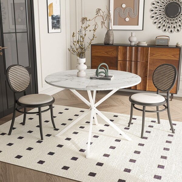 42.13'' Modern Cross Leg Round Dining Table for 2 People,Kitchen Bar Table with 2Piece Removable Top