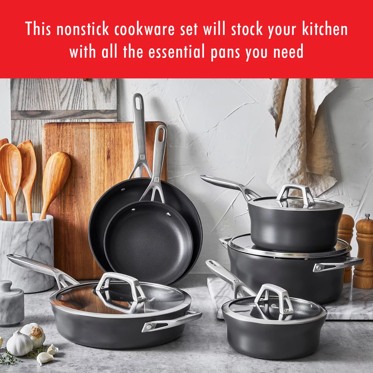 ZWILLING Motion Hard Anodized 10-pc Aluminum Nonstick Cookware Set