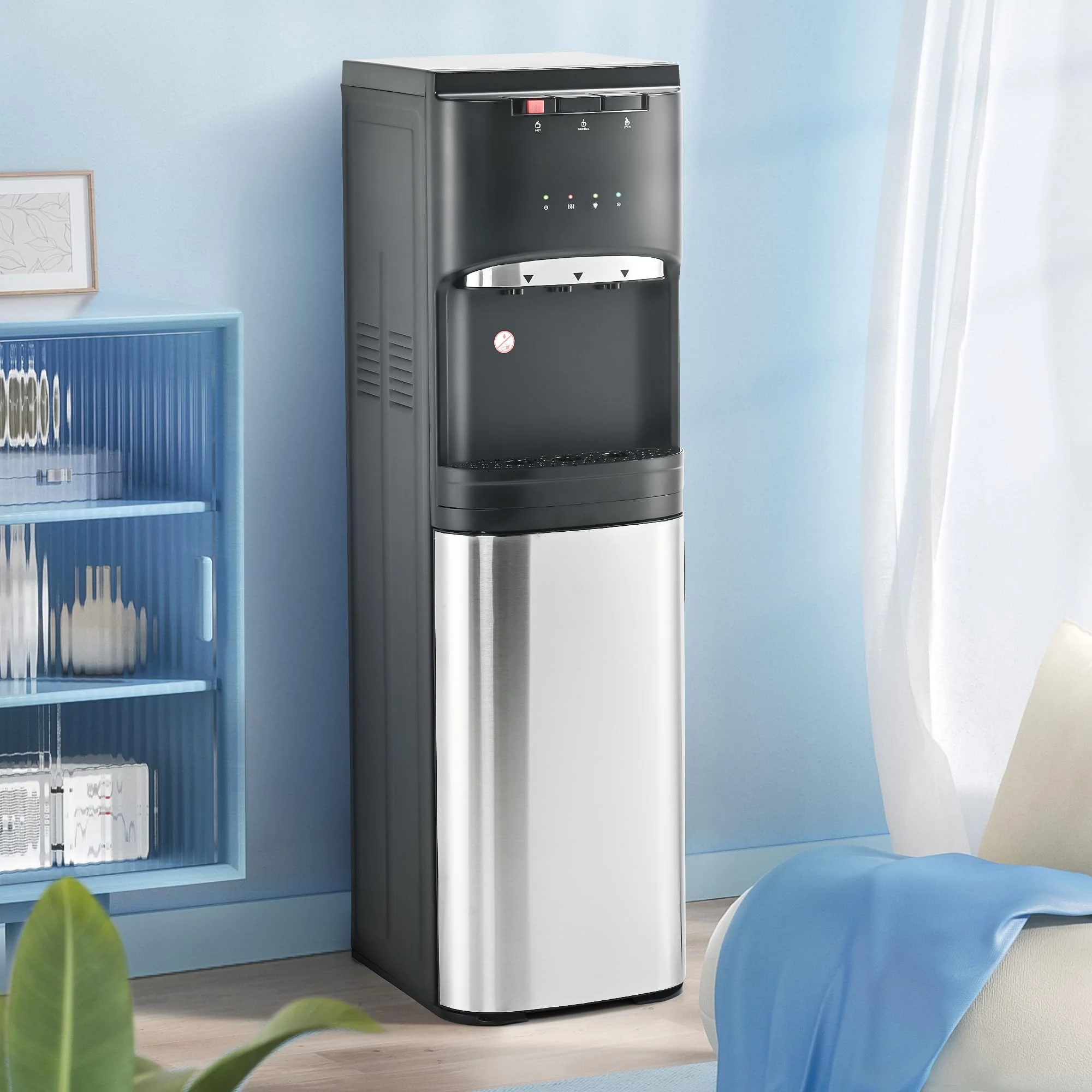 Self Cleaning Bottom Loading Water Cooler Dispenser, with UV Lights Stainless Steel