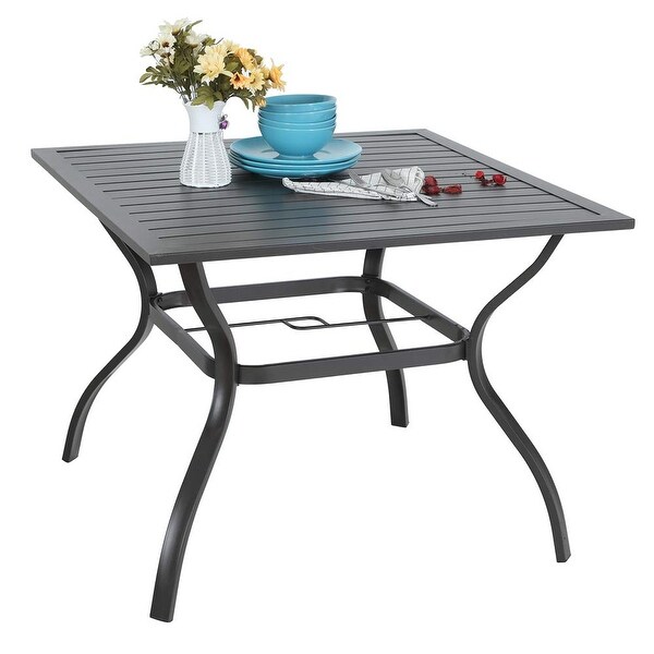5Pieces Patio Dining Set,Including 1 Steel Frame Table with Umbrella Hole and 4 C spring Patio Chair