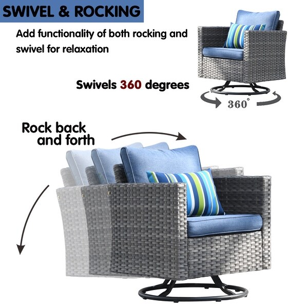 OVIOS Wicker Swivel Rocking Chair 3piece Set
