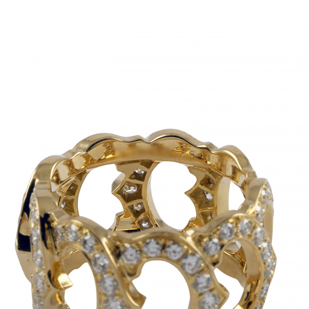 Cartier C Do Full Diamond Ring 18K Yellow Gold
