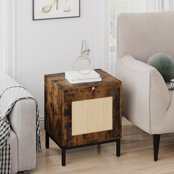 2Pcs Classic Wood Grain Pattern Side End Table