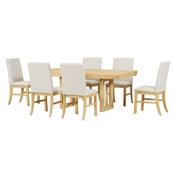 Extendable Dining Table Set,with Butterfly Leaf and6 Upholstered chair