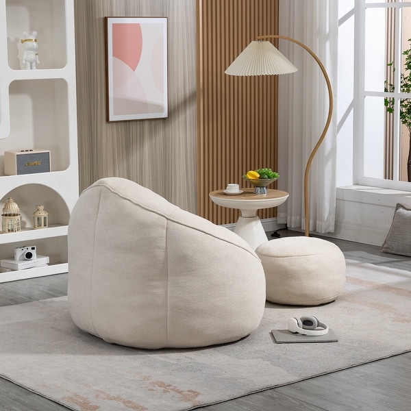 Bean Bag Sofa Chair Foam Bean Bag Chair with Padded Foam Padding and Footrest