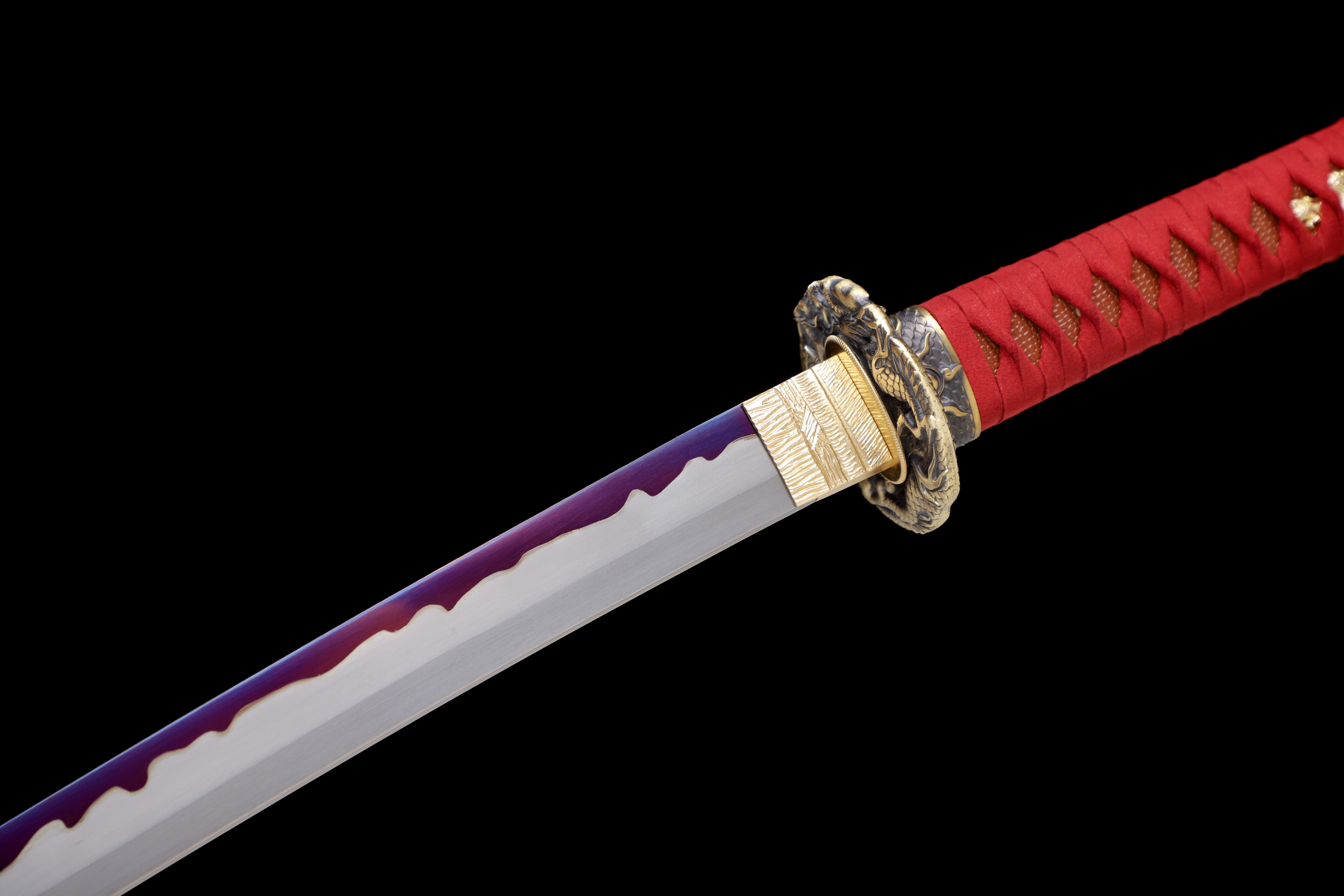 Handmade Katana 9260 Spring Steel Purple Blade Dragon Tsuba Full Tang