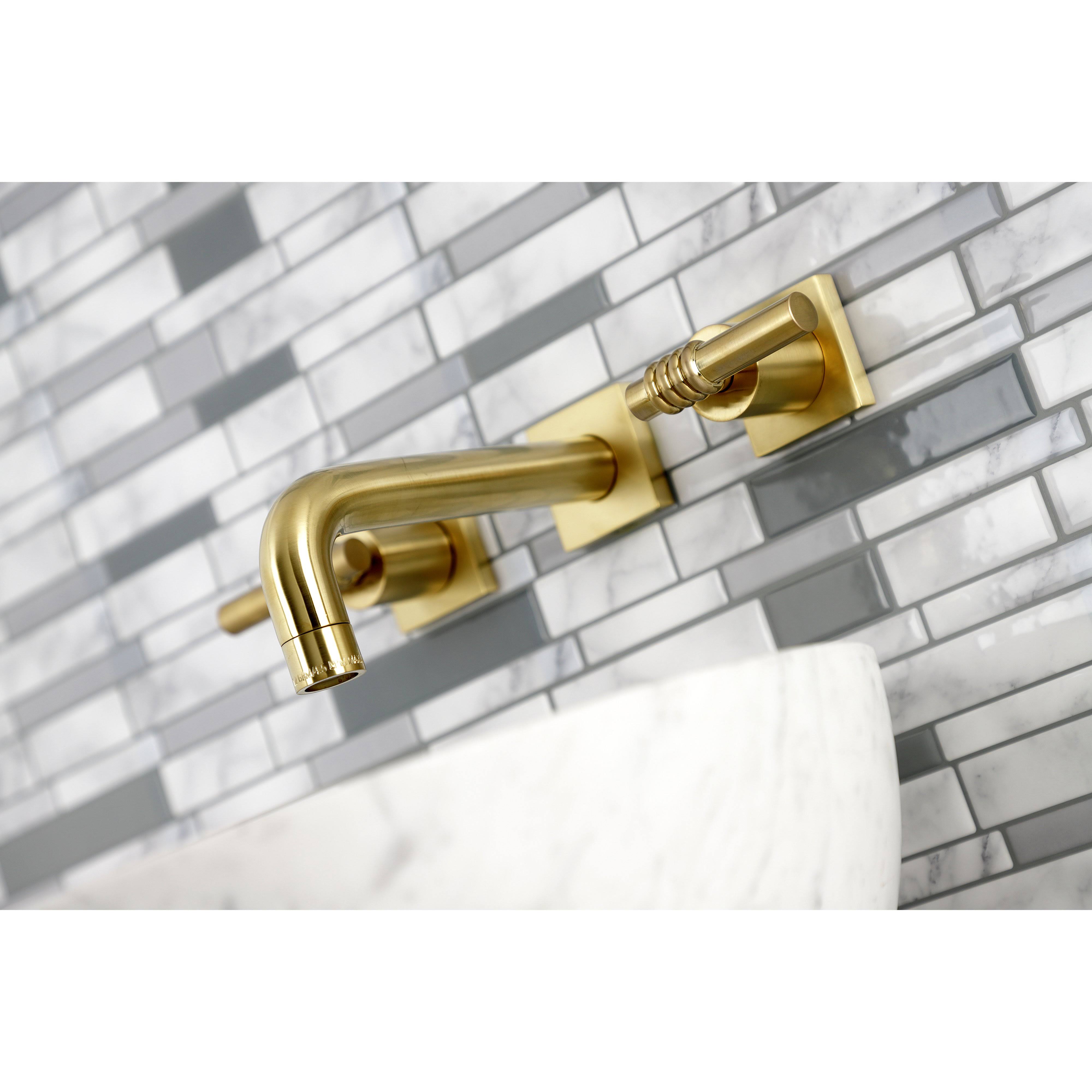 Kingston Brass KS6128ML Milano Two-Handle Wall Mount Bathroom Faucet Brushed Nickel