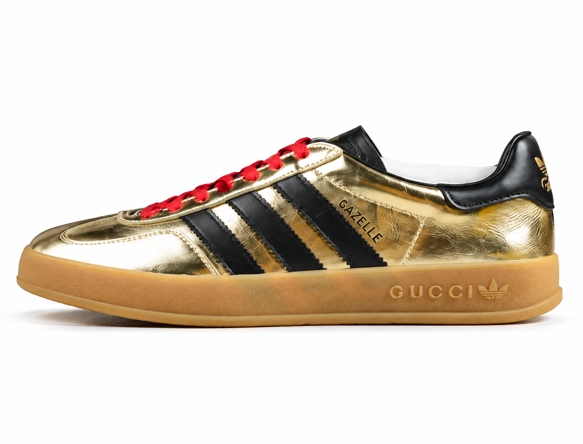 Adidas X Gucci Gazelle Shoes Gold/Core Black/Red 707847