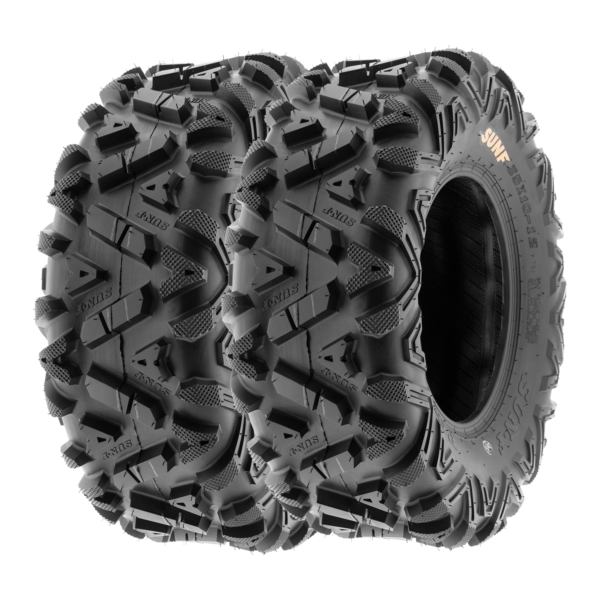 SunF All Terrain ATV UTV Tires 25×8-12 and 25×10-12 6 PR A033 (Complete Full Set of 4)
