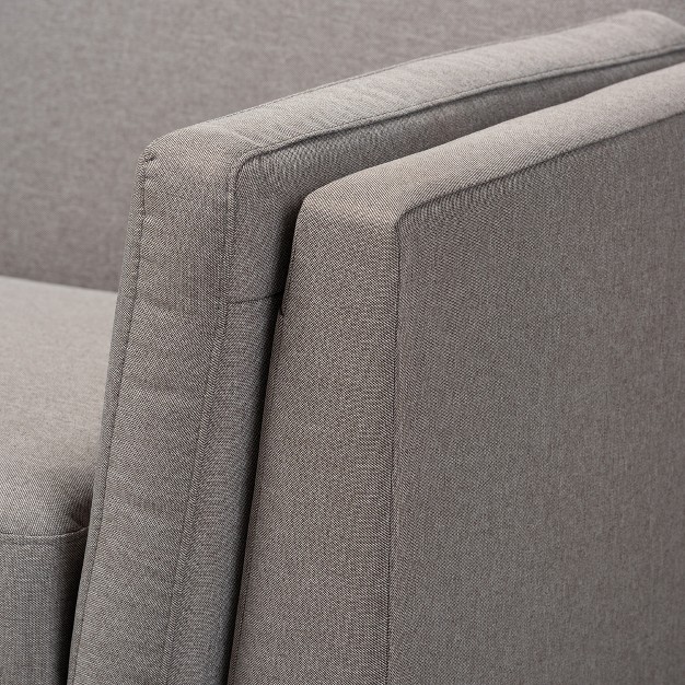 Sava Fabric Upholstered Walnut Wood 2 Seater Loveseat Gray Baxtonstudio