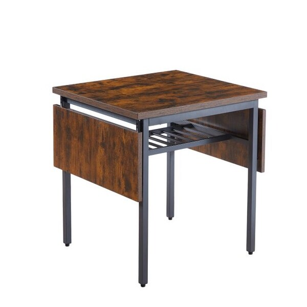 Mieres Folding Dining Table,Modern Kitchen Folding Table with Drop Leaf Bar Table Wine Rack,1.2Inch Thick Table Top