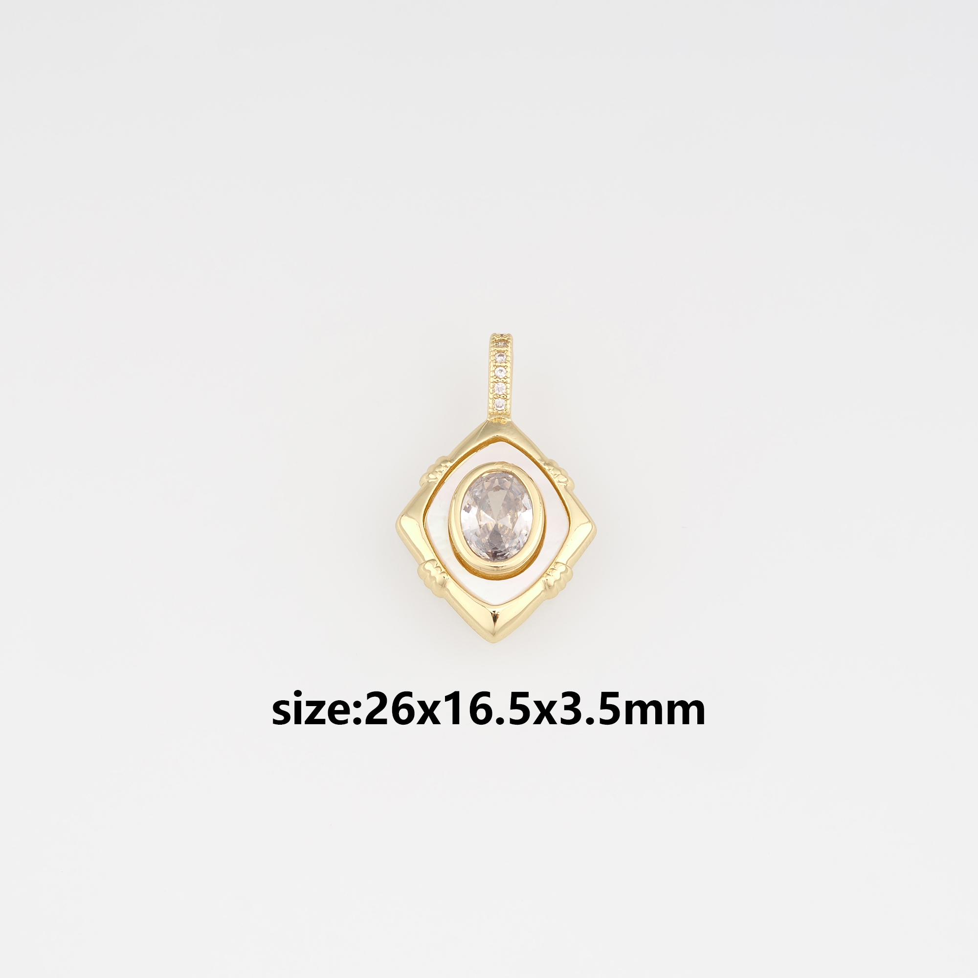 18K Gold Filled Rhombus Pendant,CZ Micro Pave Rhombus Charm Earrings Necklace for DIY Jewelry Making Supply