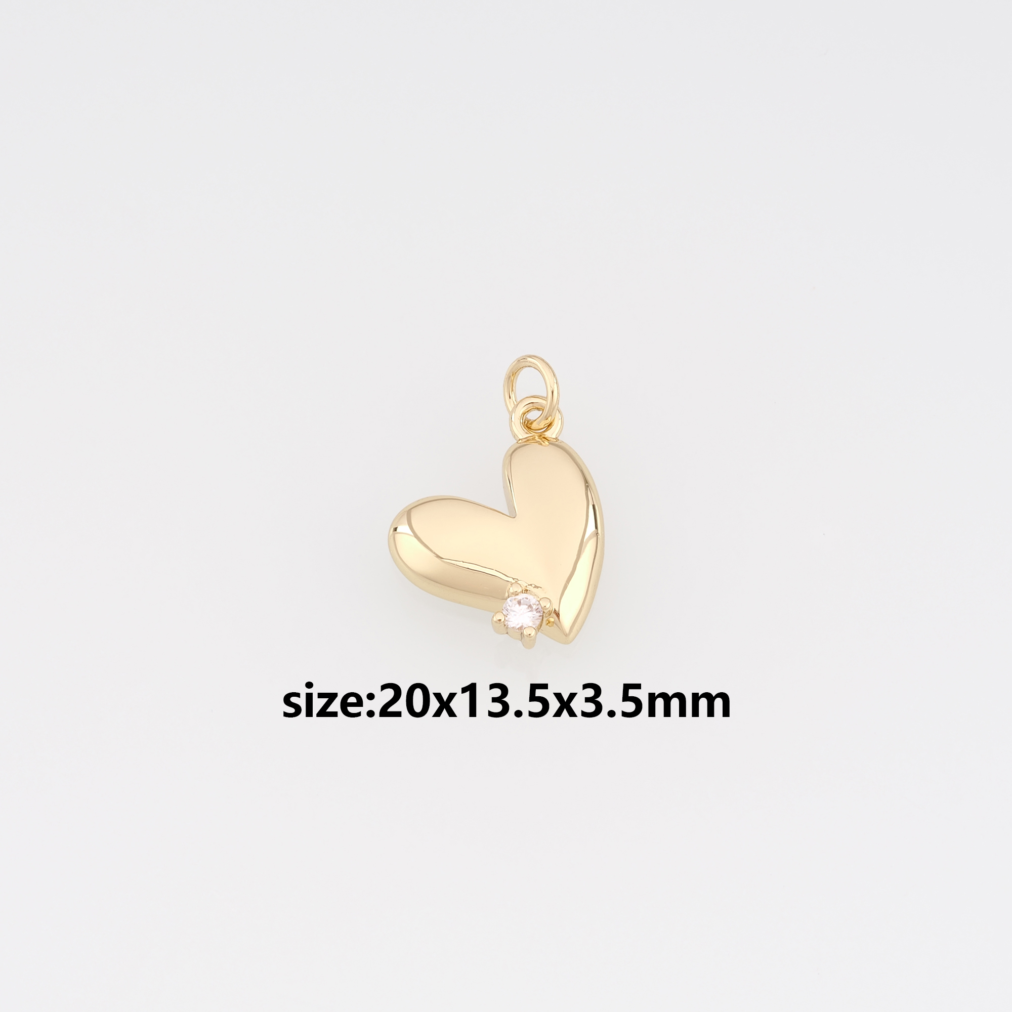 18K Gold Filled Heart Pendant,CZ Heart Charm Earrings Necklace for DIY Jewelry Making Supply
