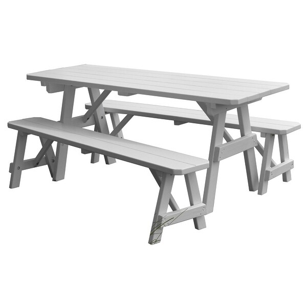 Pine 4' Traditional Picnic Table with 2 Benches
