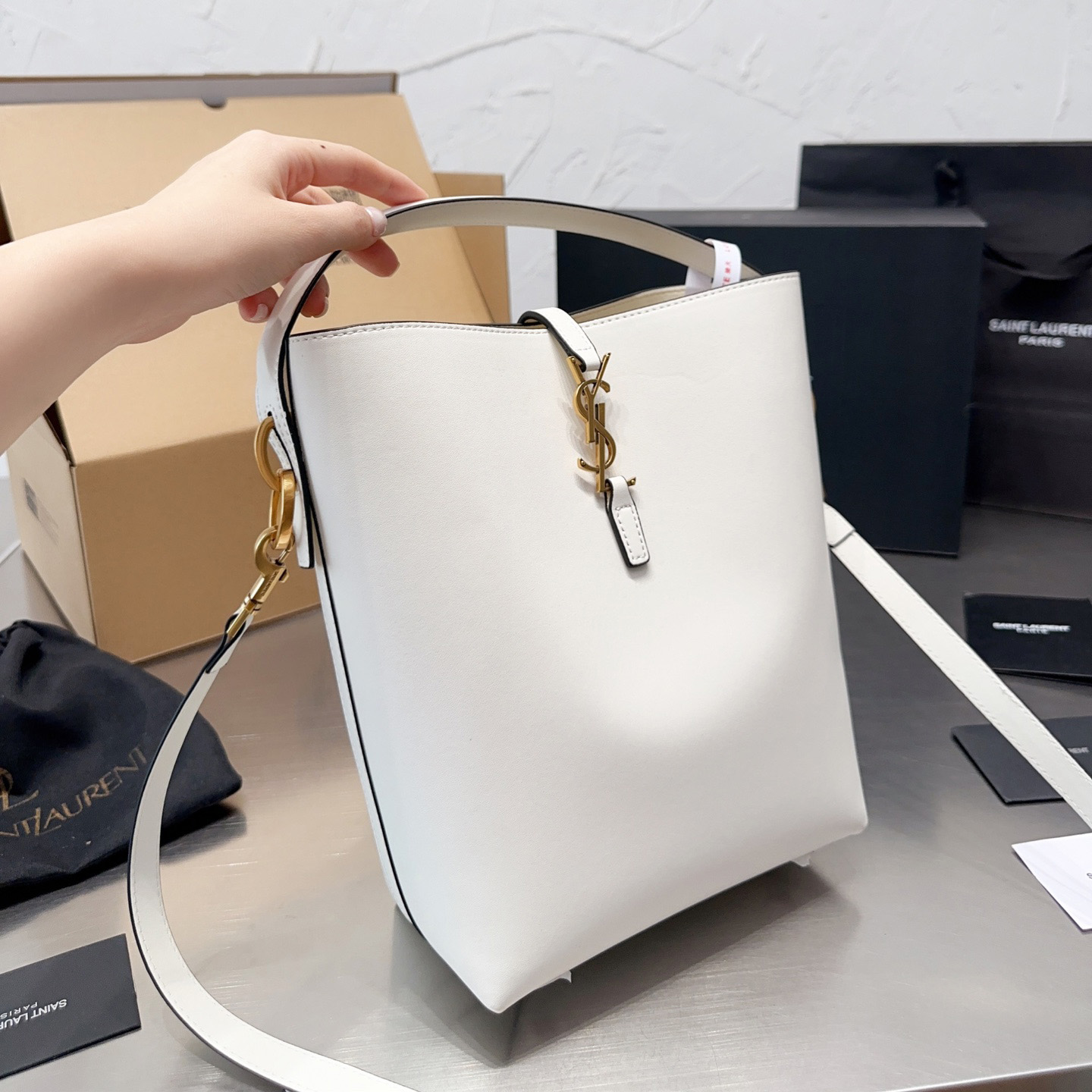 YSL bucket chain crossbody bag - cnluxepick