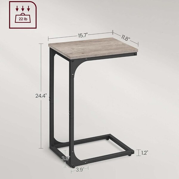 CShaped End Table Set of 2,with Metal Frame,Greige and Black