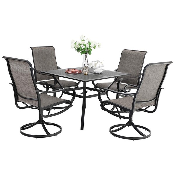 MAISON ARTS 5 Pieces Patio Dining Set,4 Sling Dining Swivel Chairs and 37