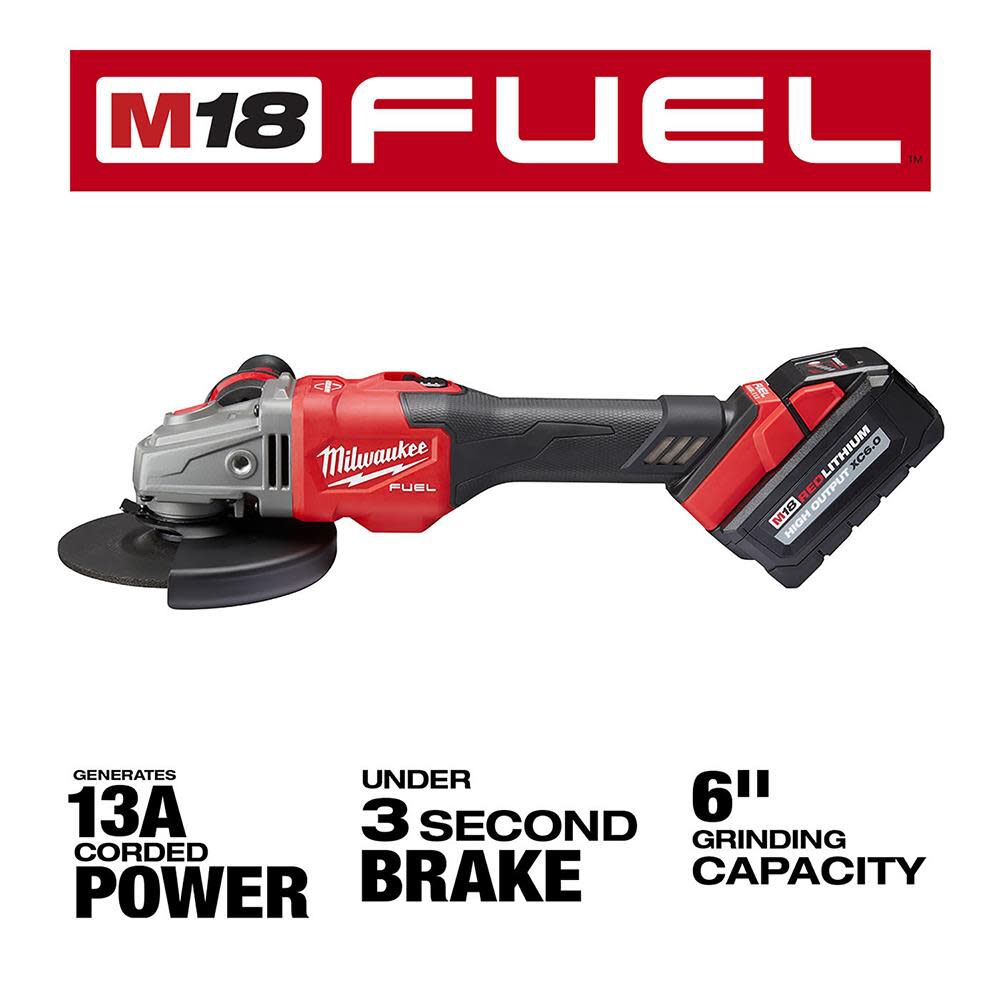 Milwaukee M18 FUEL 4-1/2 in.-6 in. Lock-On Braking Grinder with Slide Switch Kit 2981-21