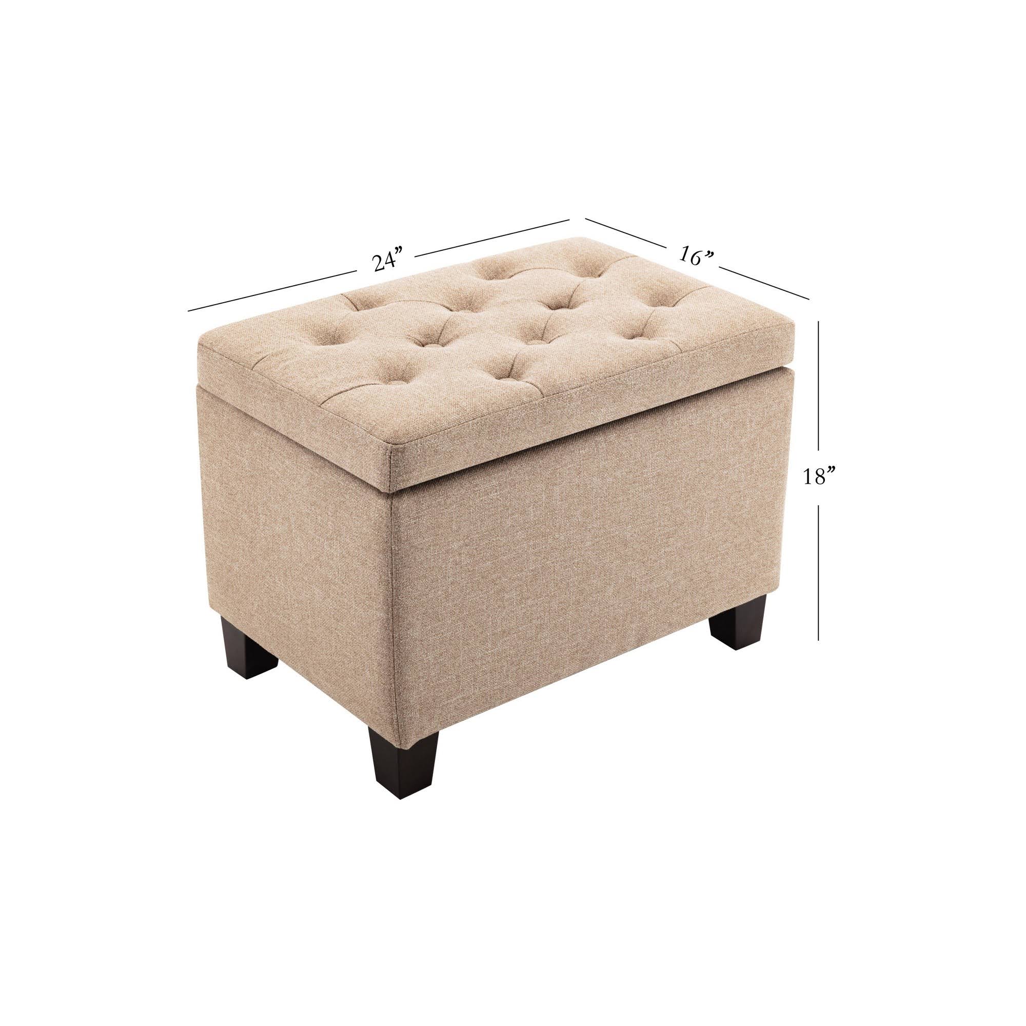 WOVENBYRD 24x22 Tufted Storage Ottoman, Hinged Lid - Brown