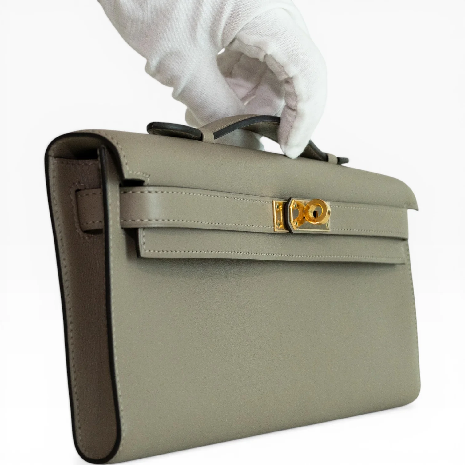 Hermès Kelly Cut Gris Asphalt Swift Gold Hardware