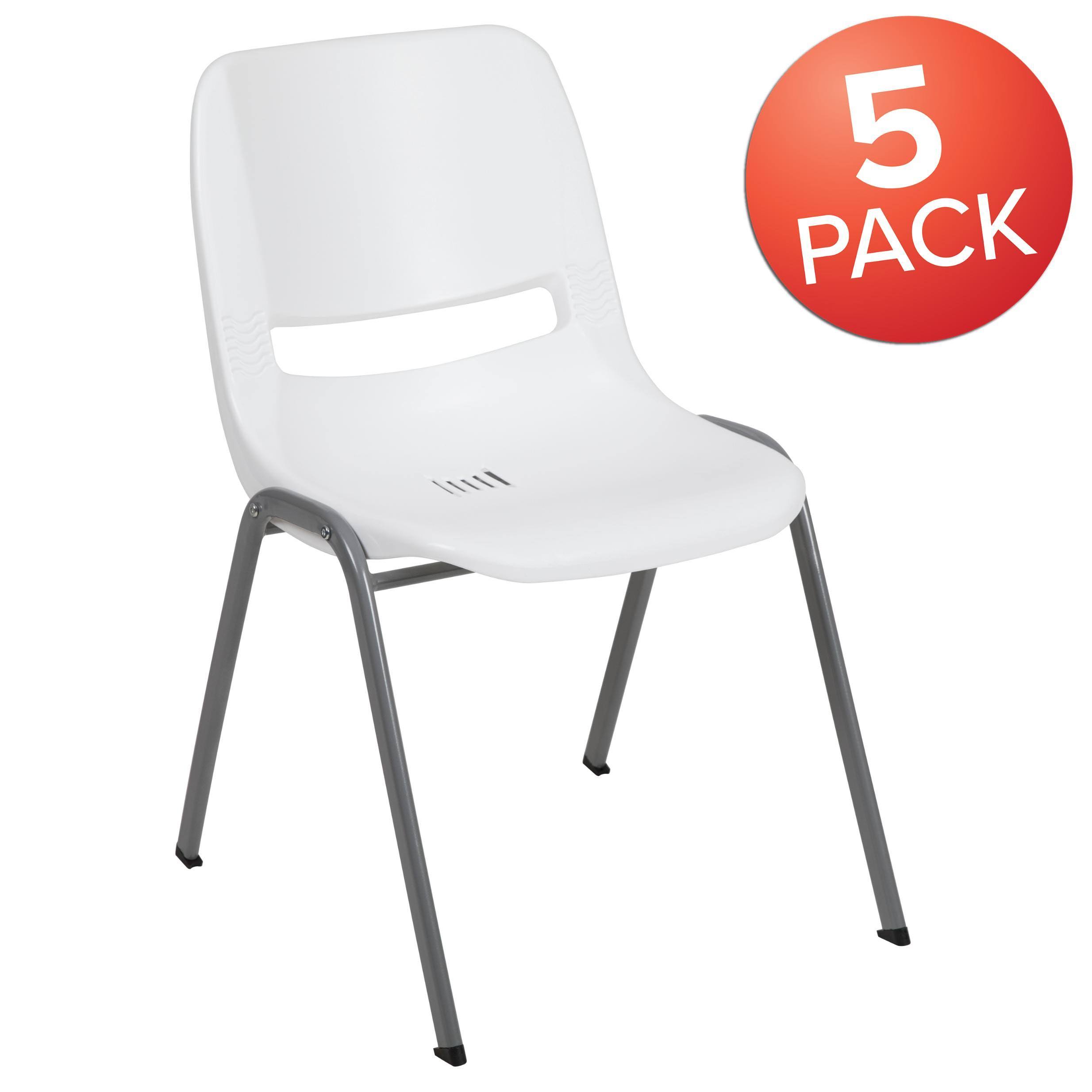 Flash Furniture HERCULES - Chair - ergonomic - mid-back - plastic, 18 gauge powder-coated steel - black (pack of 5)