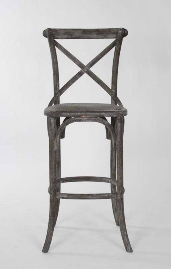 Zentique Parisienne Cafe Bar Stool - Limed Charcoal Oak