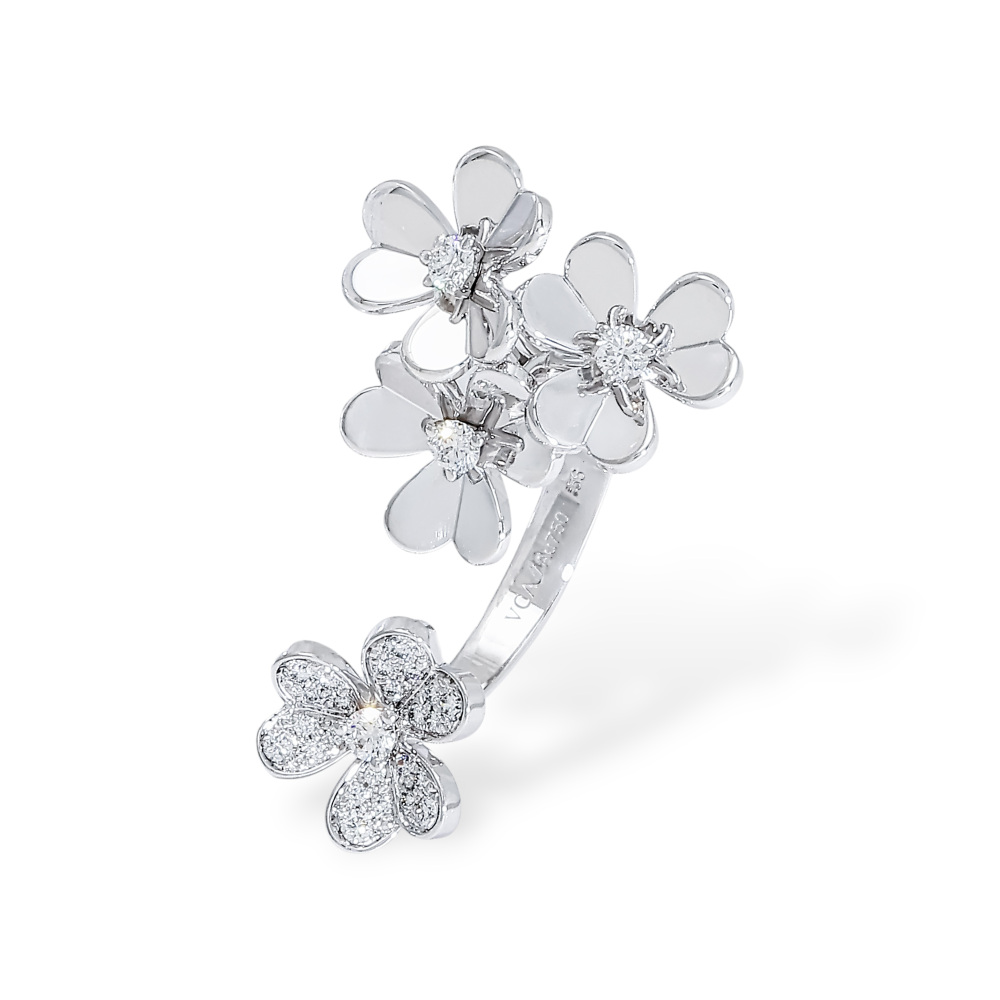 Van Cleef & Arpels Frivole Entre Les Door Ring 18K White Gold Diamond VCARP6L000