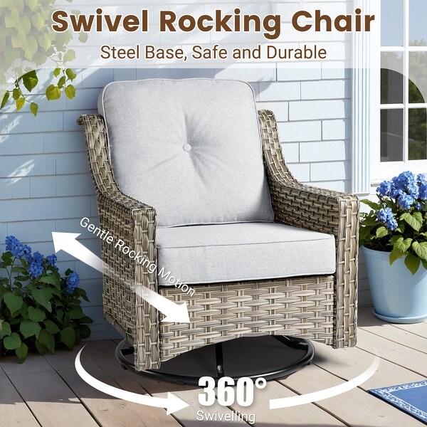 HOOOWOOO 10piece Wicker Patio Furniture Set Sectional Sofa with Swivel Chair