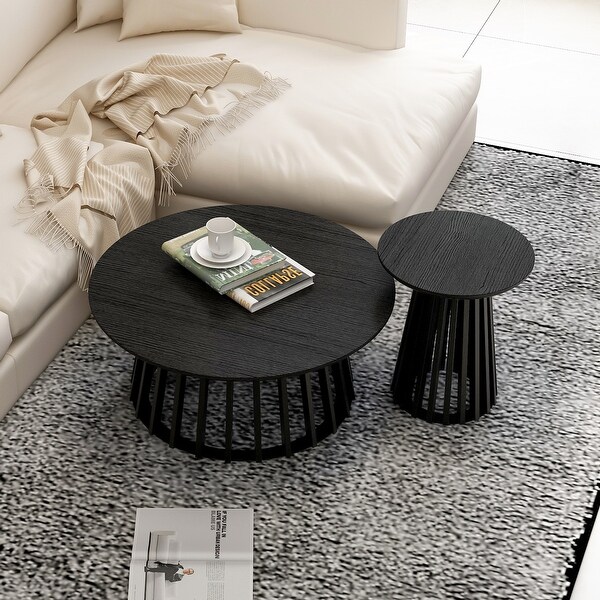 Round Coffee Table Set of 2 Grille Molding