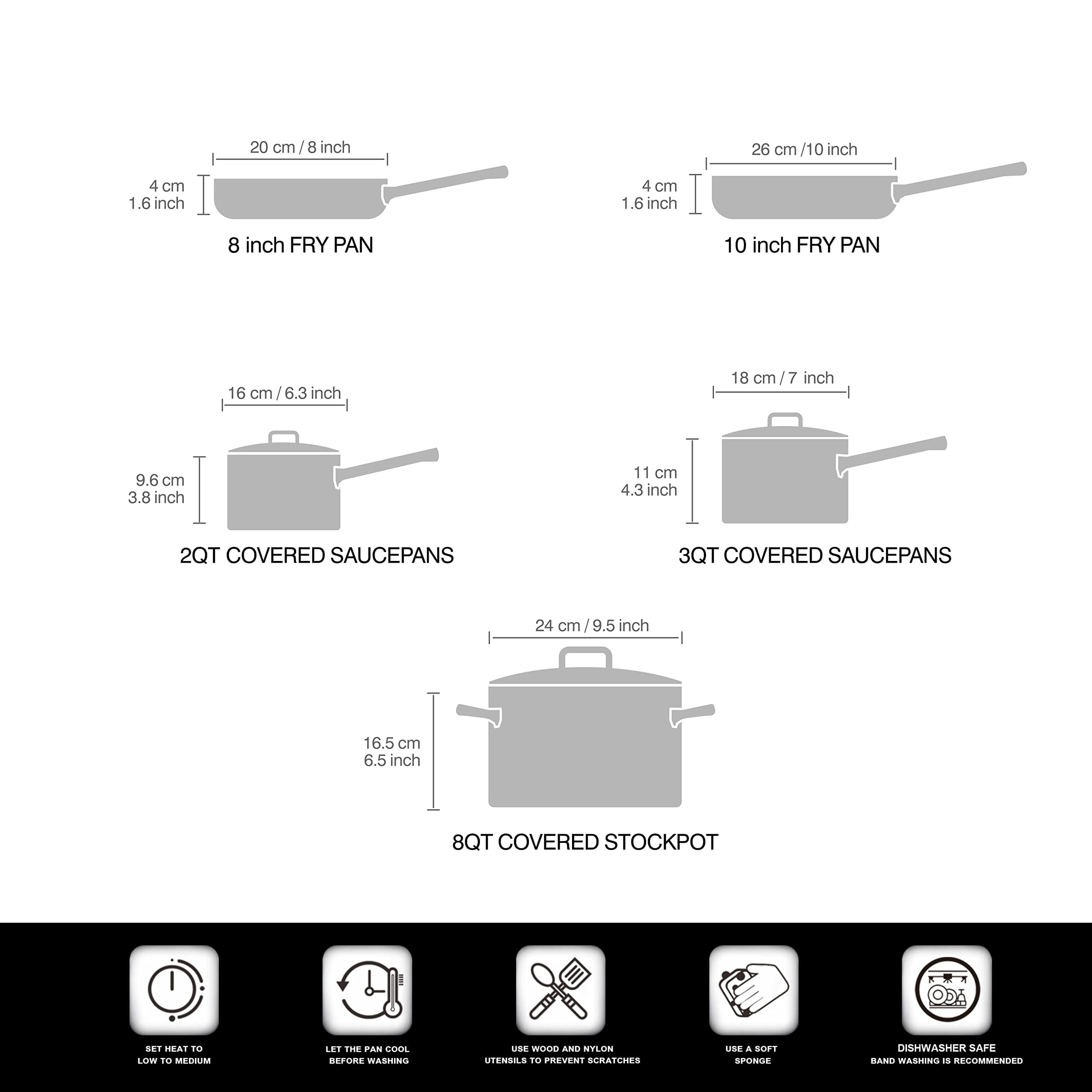 Cooks Standard 02709 Non-stick Hard Anodized Cookware Set, 8 Piece, Black